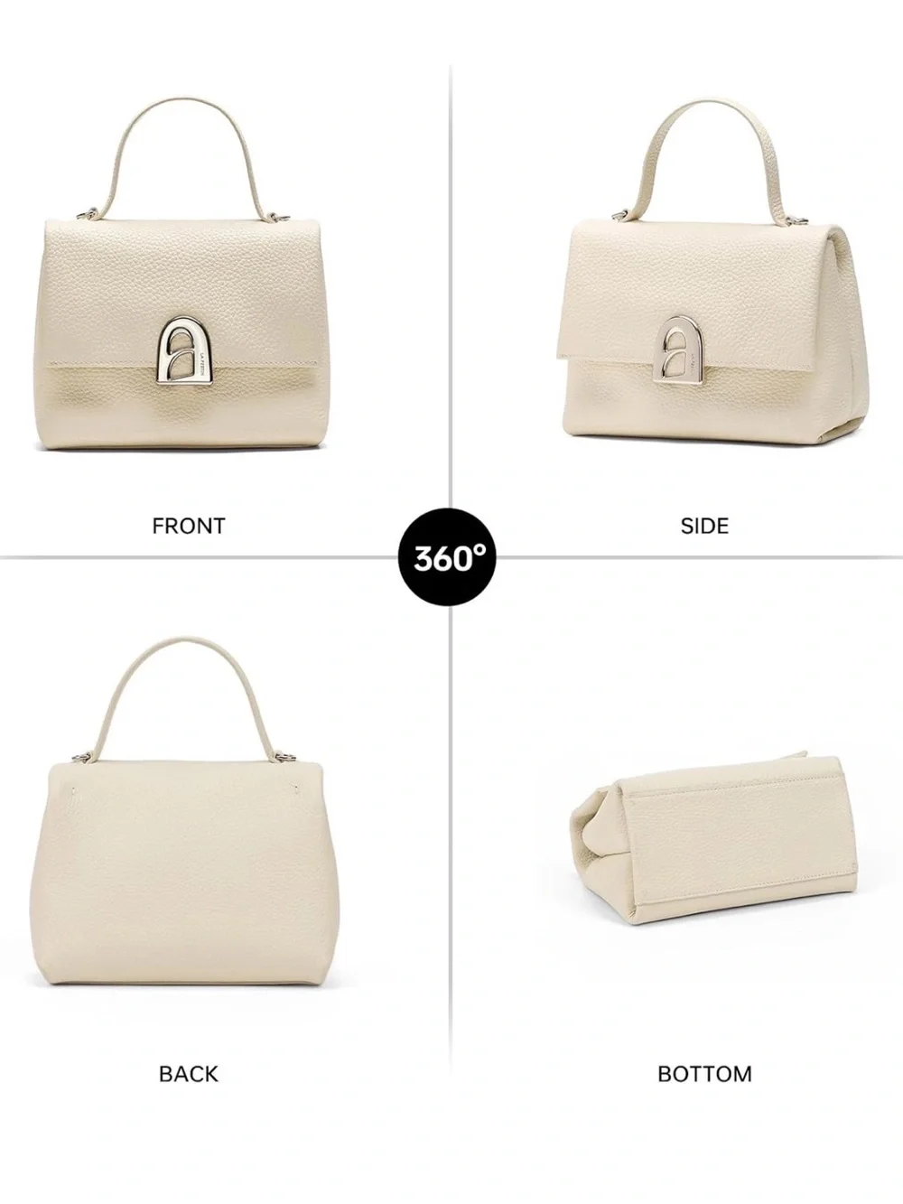 White Leather Top-Handle Bag